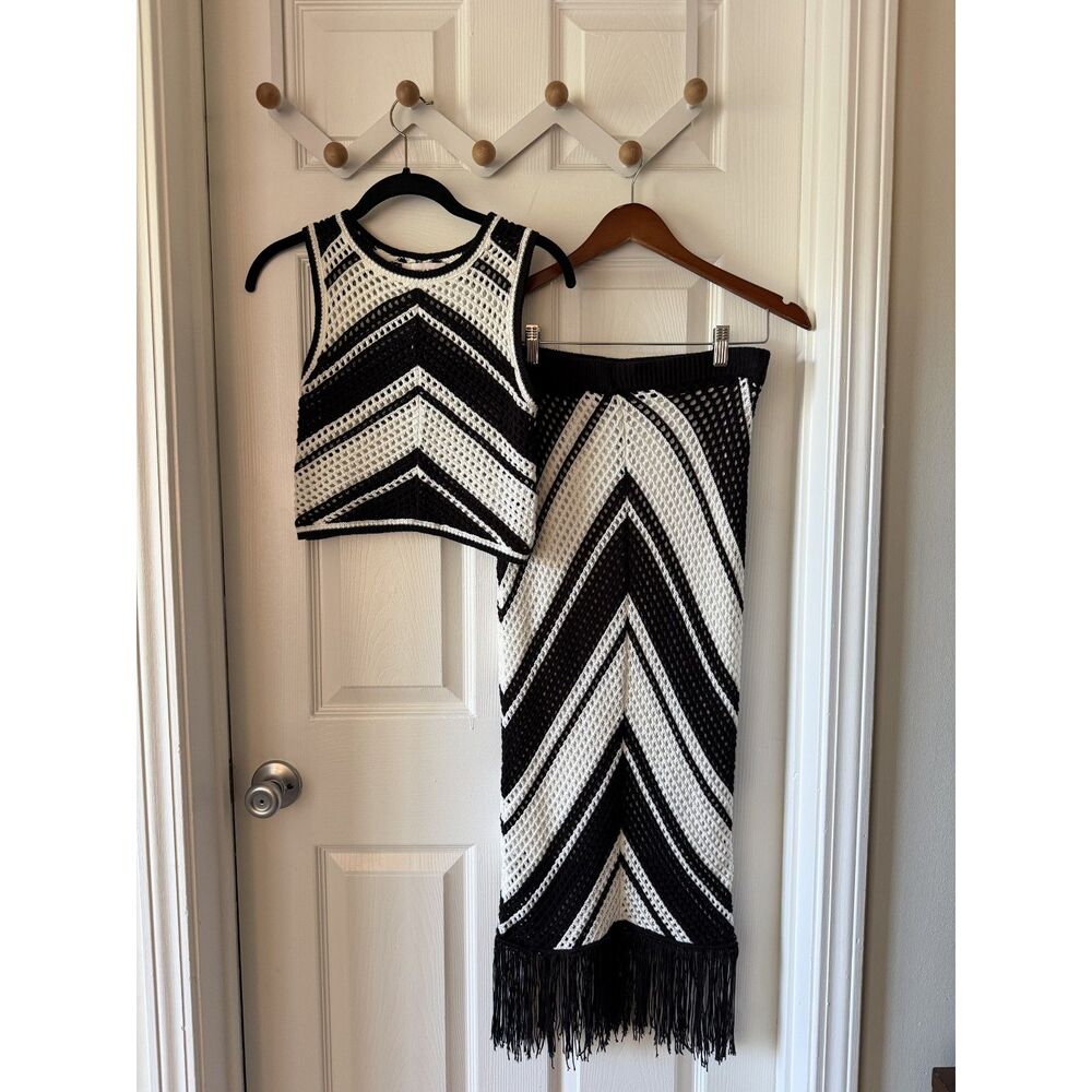 Black and White Crochet Resort Set